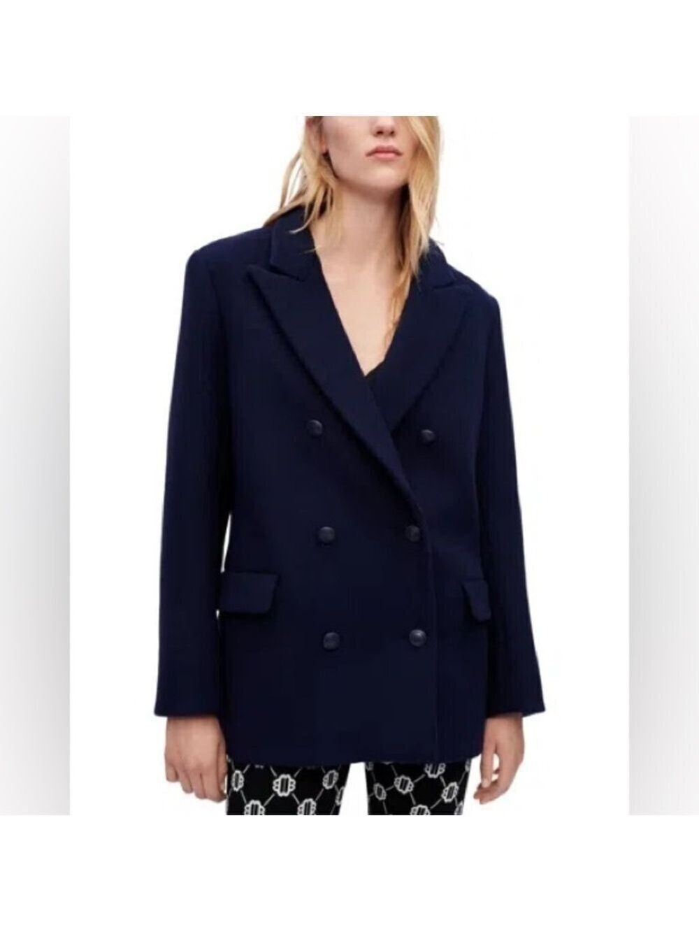 MAJE Galariti Double-Breasted Wool-Blend Coat Size 38